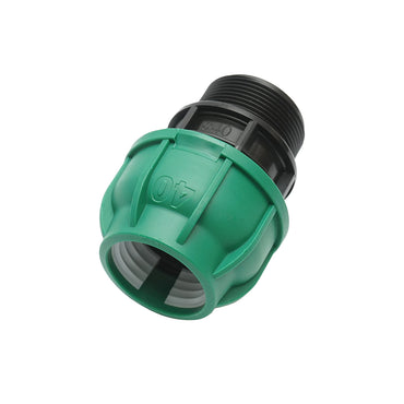 Compression connector with external thread D40mmx1-1/2 inch, PN10 bar for irrigation systems