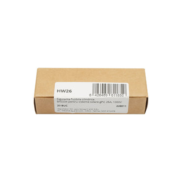 Cylindrical fusible safety BX0234 for gPV solar systems, 25A, 1000V Leader