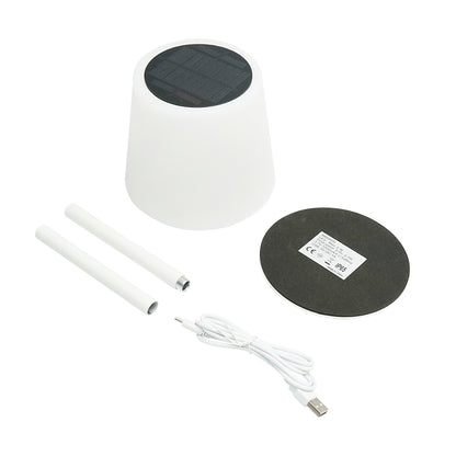 2W LED solar table lamp, 0.7W solar panel, 3.7V 1200mAh battery, USB 5V 1A, white Breckner Germany