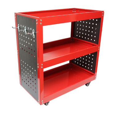Metal cart on wheels with 3 shelves and tool holders 670x370x730mm