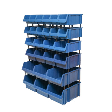 Stand with 26 boxes for storage/organization, blue plastic box, 1020x510x1350mm