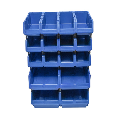 Stand with 16 storage/organization boxes, blue plastic box, 680x510x1100mm