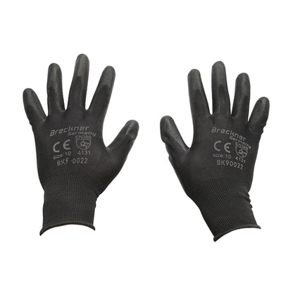 Synthetic work gloves, rubberized black, size 10, Breckner Germany