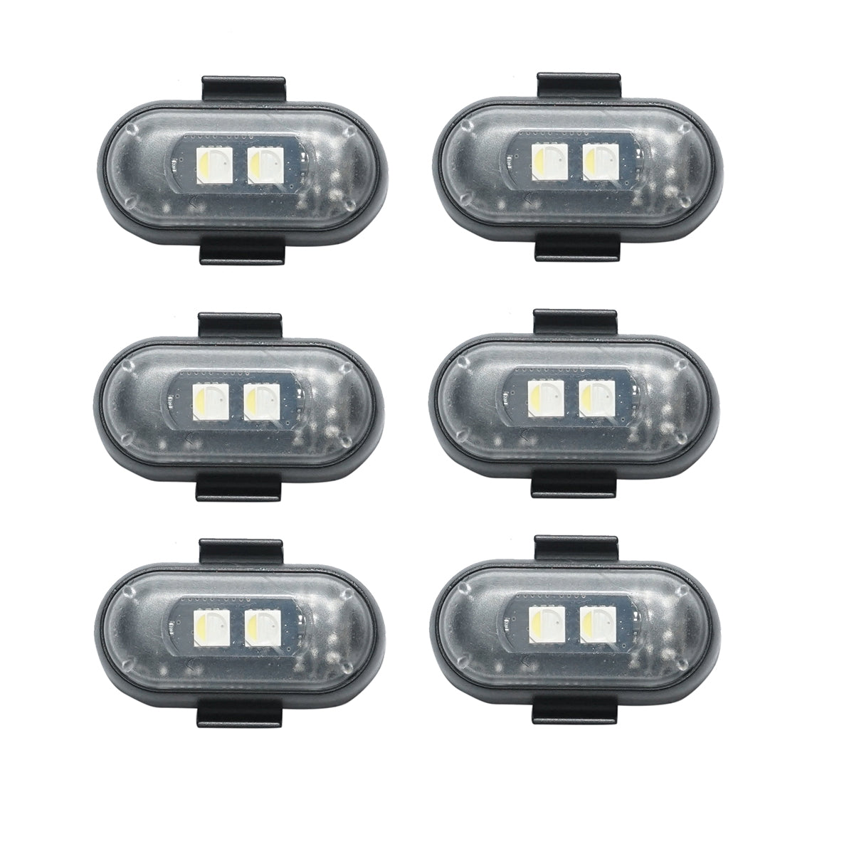 Set of 6 RGB strobe LED lights with remote control, 10 modes, 8 colors, 110mAh rechargeable lithium battery USB-C IP65