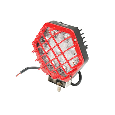Hexagonal projector lamp with red metal grille, 9 LEDs, radiation angle 30, DC 10-80V 27W Breckner Germany