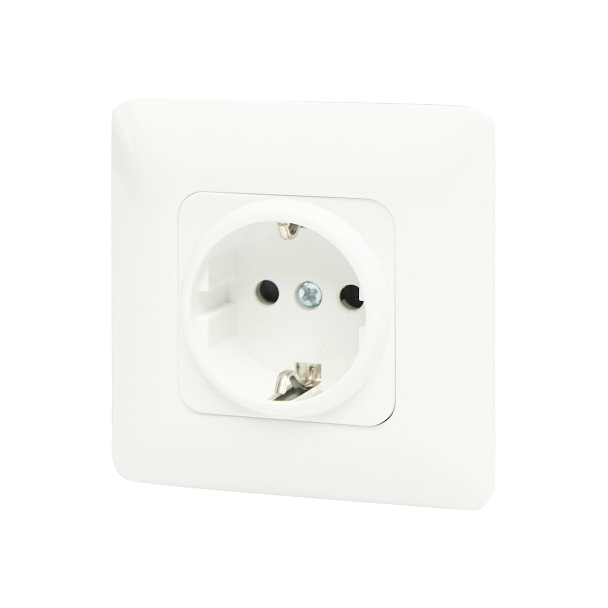 Simple Schuko socket with white grounding ST 220V - 250V, 16A recessed
