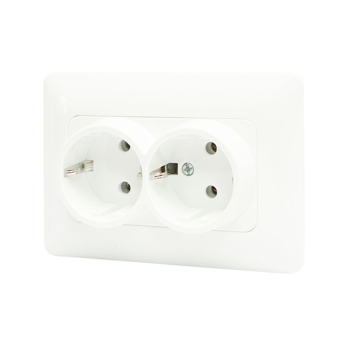 White double Schuko socket with grounding ST 220V - 250V, 16A recessed