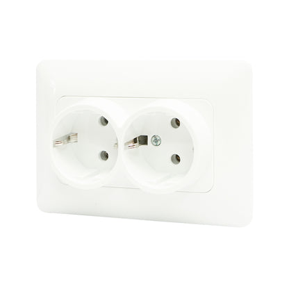 White double Schuko socket with grounding ST 220V - 250V, 16A recessed