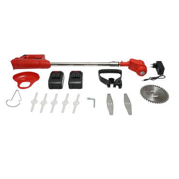 Electric brush cutter 850W extendable, 2 lithium batteries 21V/3000 mAh, speed 18000 r/min accessories included