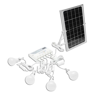 Lighting system with 4 LED bulbs, 9V/12W solar panel and 1xUSB phone charger Breckner Germany