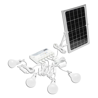 Lighting system with 4 LED bulbs, 9V/12W solar panel and 1xUSB phone charger Breckner Germany