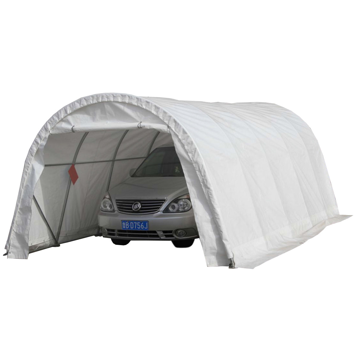 Storage hall with a width of 3.66m, length of 6.1m, height of 2.44m made of PVC with a metal structure.