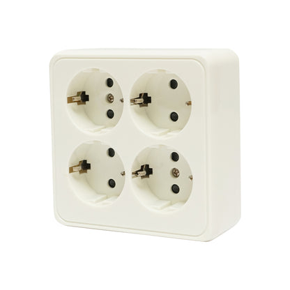 Schuko socket with 4 inputs, white grounding for 16A, 250V, applied with child protection Breckner Germany