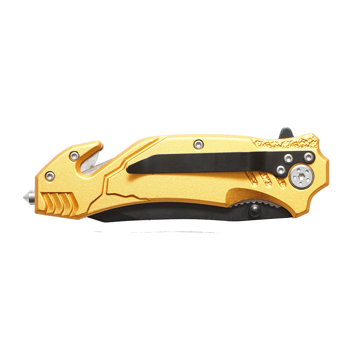 Multifunctional folding knife made of stainless steel, aluminum handle, belt clip 205mm Crownman