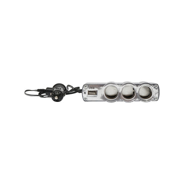 Triple adapter for lighter and 1 USB port with 1m cable
