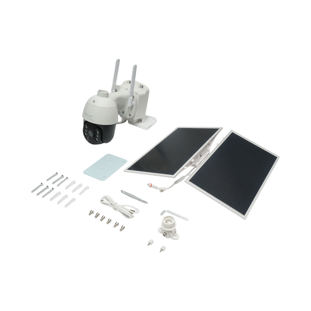 2 MP 1080P surveillance camera, 4G, WIFI 2.4 GHz with 4.3W solar panel, 21700 battery, 360 degrees PTZ, human detection PIR, smart IR night vision, and Ubox application.