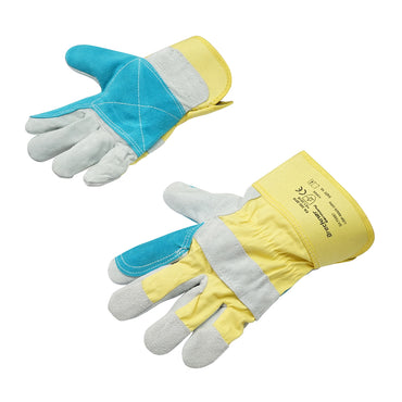 Leather-cotton work gloves with reinforcement in the palm and first finger size 10 Breckner Germany