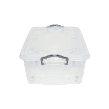 30L storage box with lid and wheels made of transparent plastic 630x400x200mm