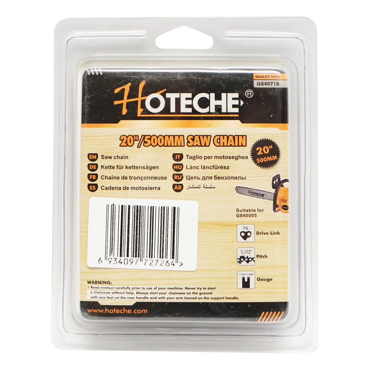 Chain saw chain 325 pitch, 76 links, 38 teeth, length 50cm (20 inch) Hoteche