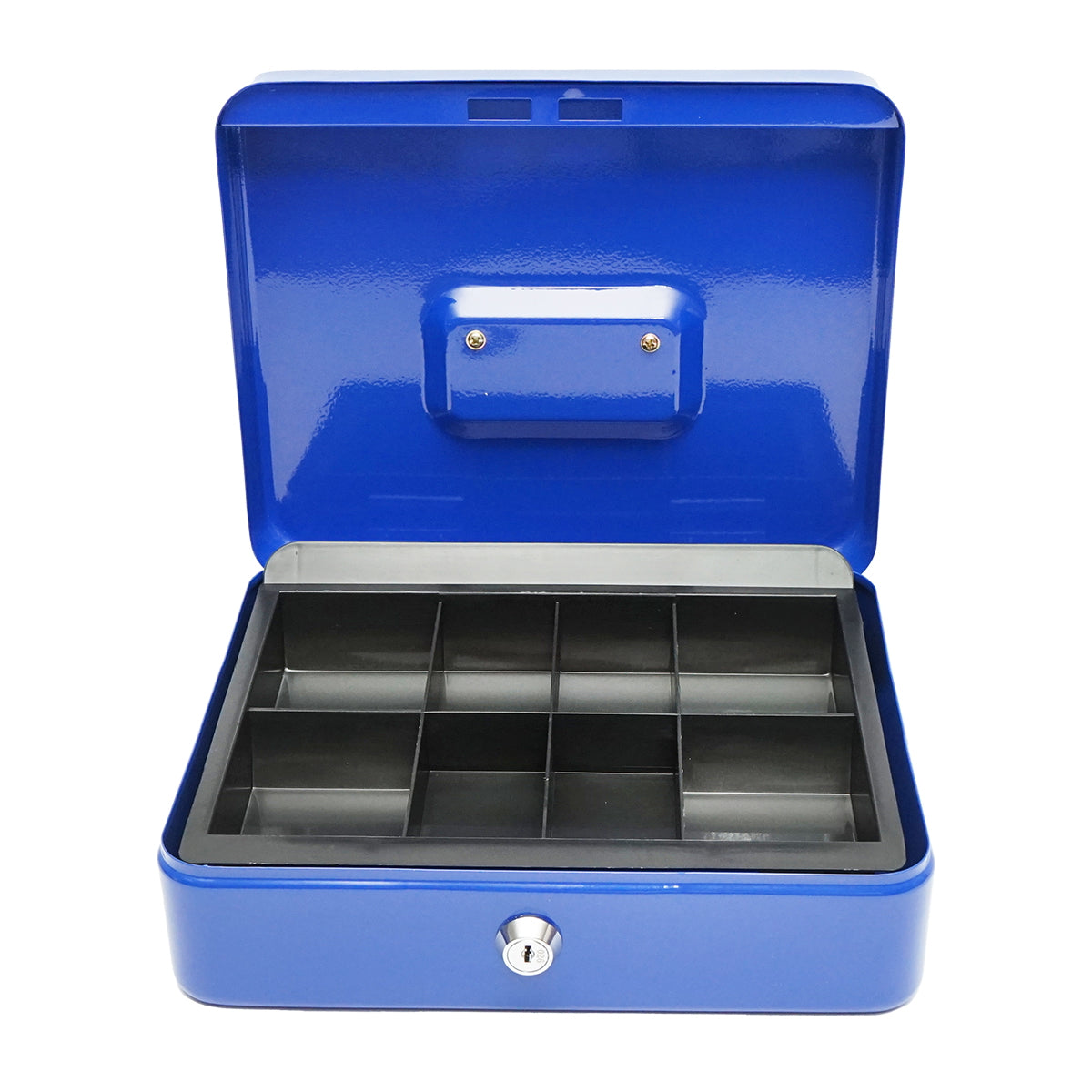 Metal box for money with lock and 2 blue keys, 250x200x90mm