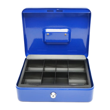 Metal box for money with lock and 2 blue keys, 250x200x90mm