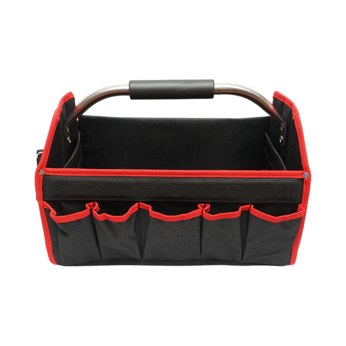 Tool bag/open with 15 pockets, stainless steel handle 420x210x290mm