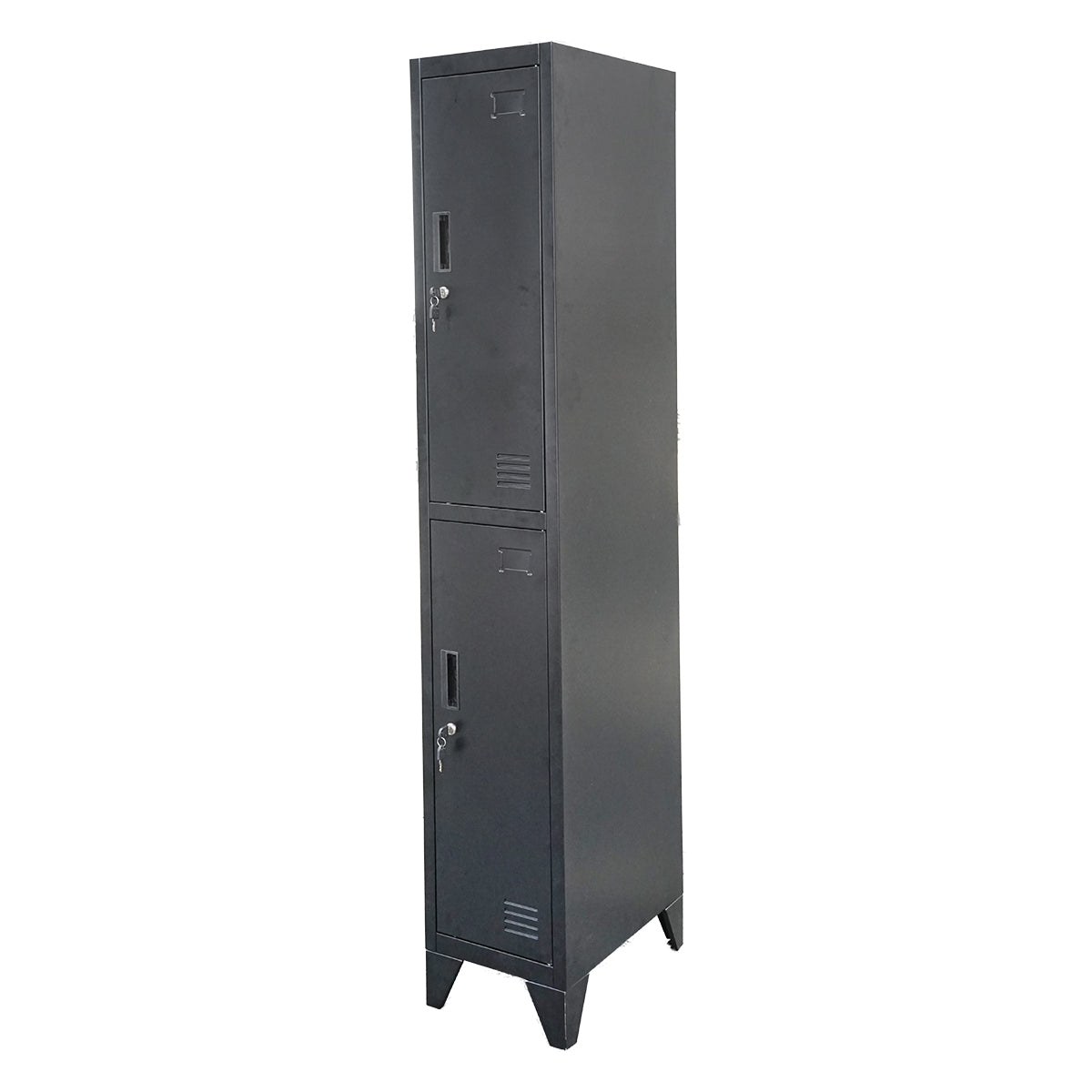 Double metal cabinet locker type with 2 secured doors 1850x380x450mm, black Breckner Germany
