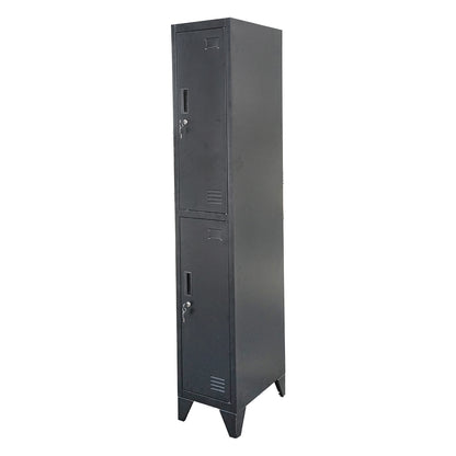 Double metal cabinet locker type with 2 secured doors 1850x380x450mm, black Breckner Germany