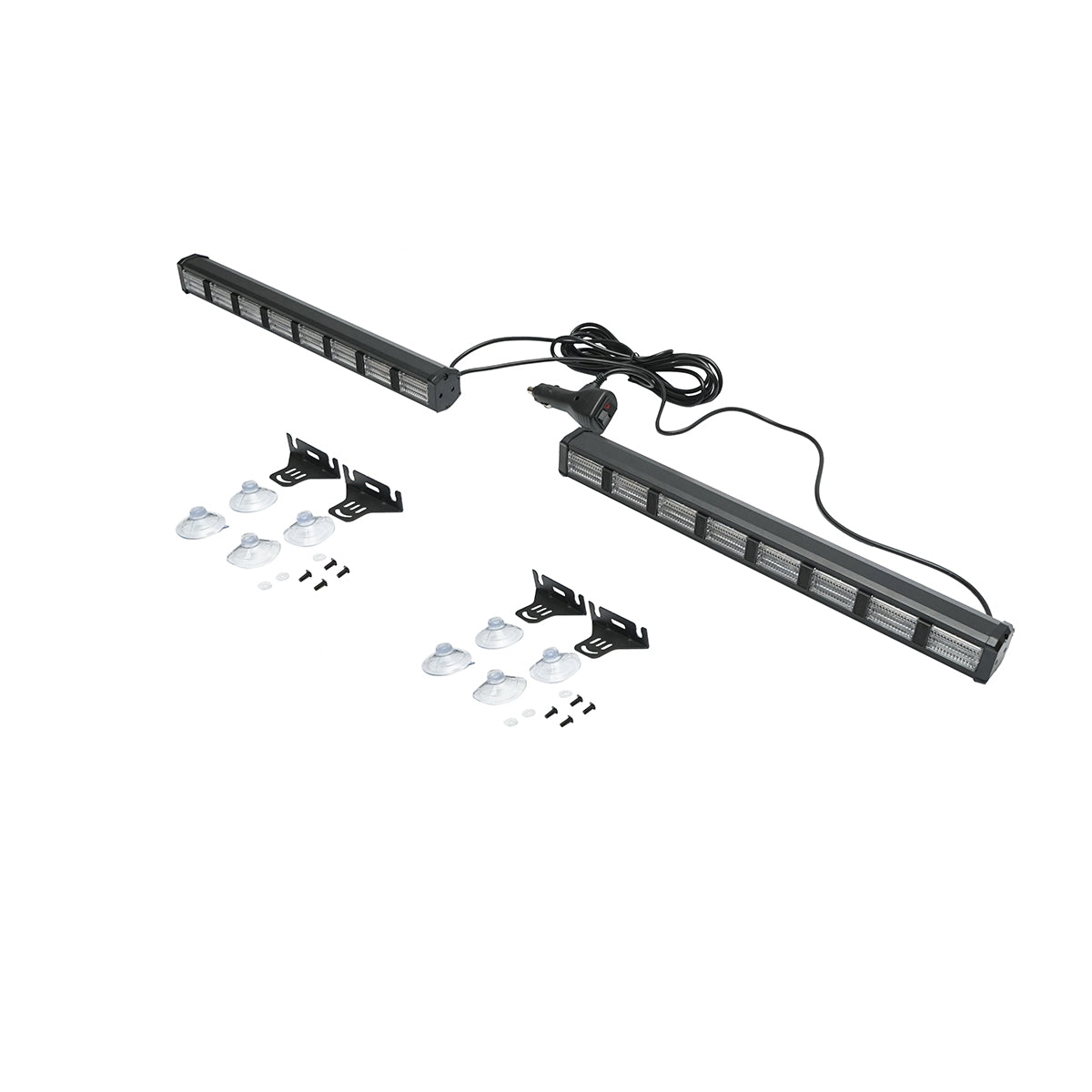 Set of 2 strobe LED lamps with suction cups, 96W, 9-30V, 5 colors, 8 modules 385x40x36mm
