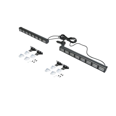 Set of 2 strobe LED lamps with suction cups, 96W, 9-30V, 5 colors, 8 modules 385x40x36mm