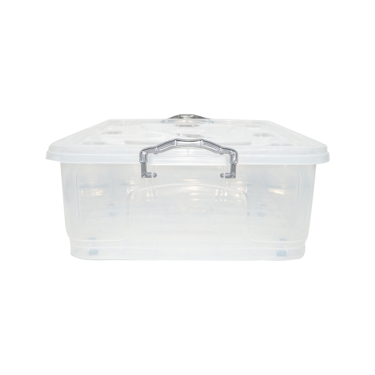 40L storage box with lid and wheels made of transparent plastic 725x470x200mm