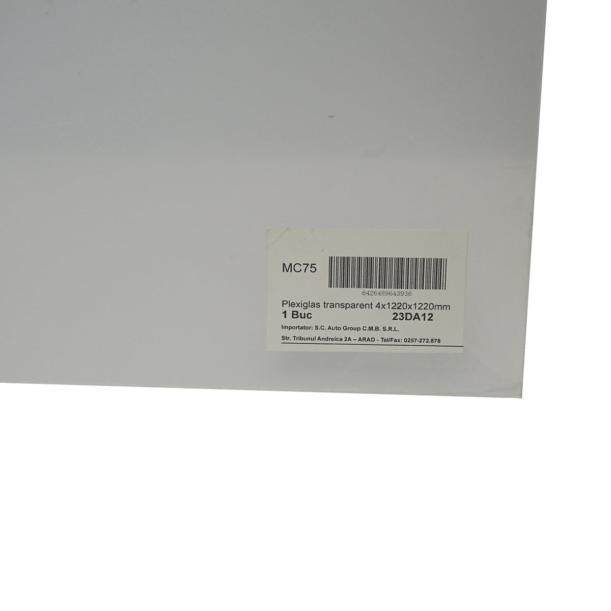 Transparent plexiglass sheet 4x1220x1220mm