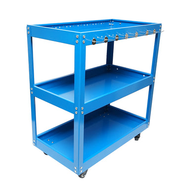 Metal cart on wheels with 3 shelves and tool holders 660x360x730mm