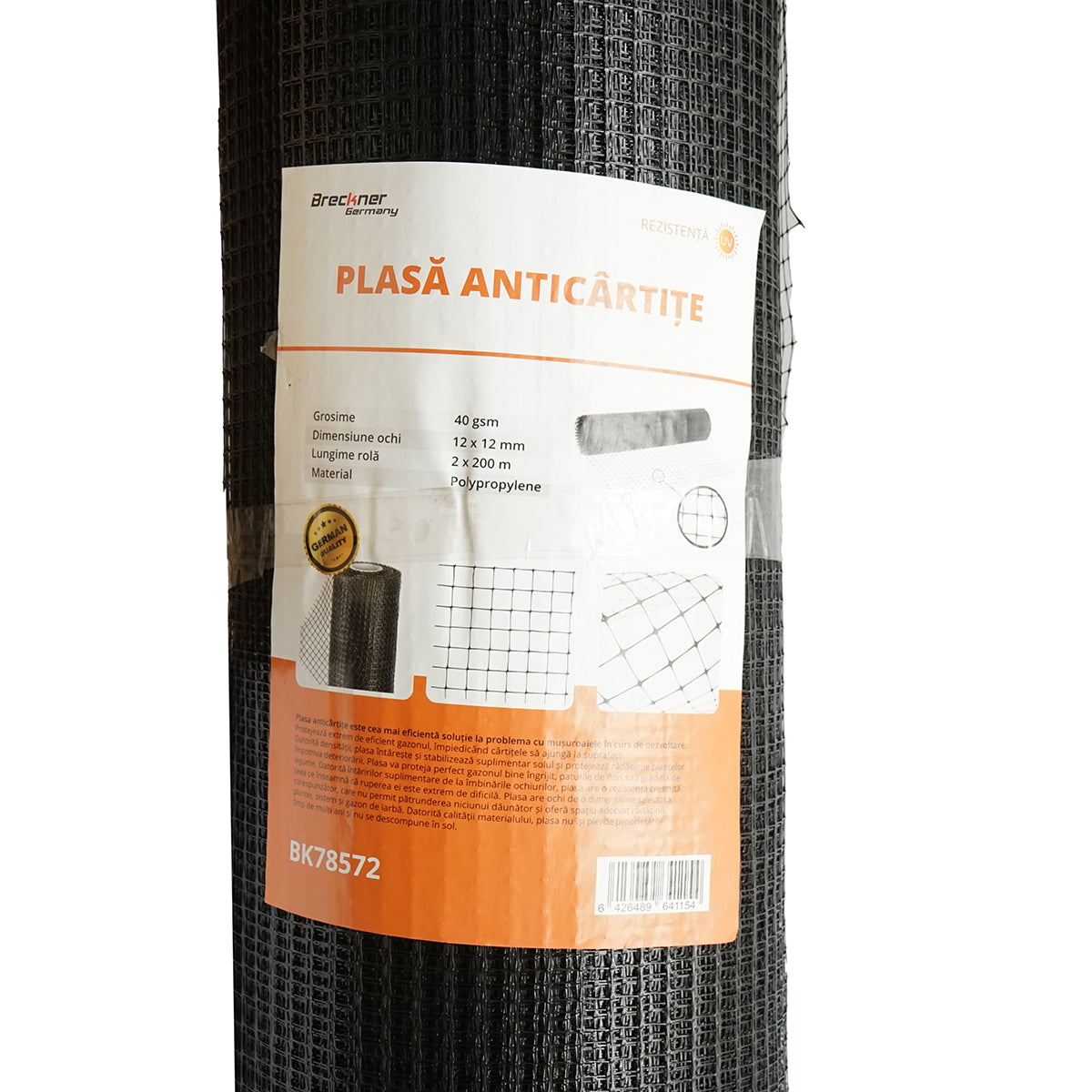 Anti-mole net 40g, 2x200m with holes 12x12mm Breckner Germany