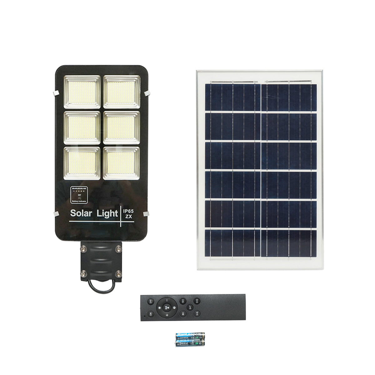 LED solar lamp 300W with 28W solar panel, LifePo4 battery 3.2V/40Ah, 6000-8000K, motion sensor, remote control IP65 Breckner Germany