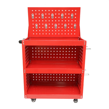 Metal cart on wheels with 3 shelves and panel with tool supports 660x360x1080mm