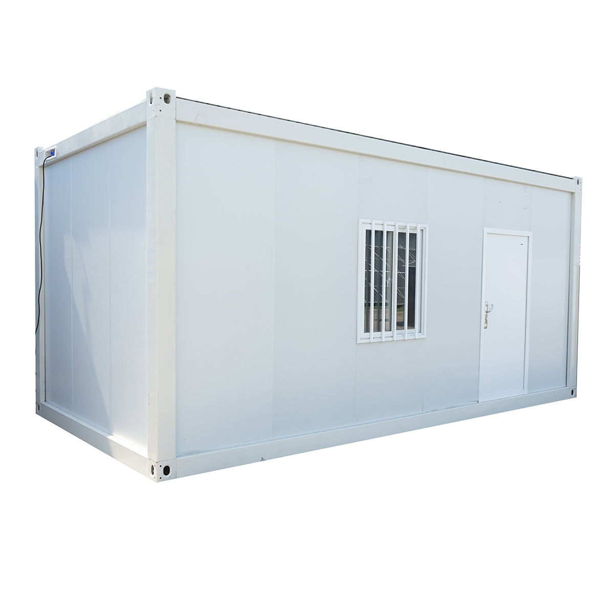 Container house type 600x300x290cm with 2 windows, simple door and electrical installation
