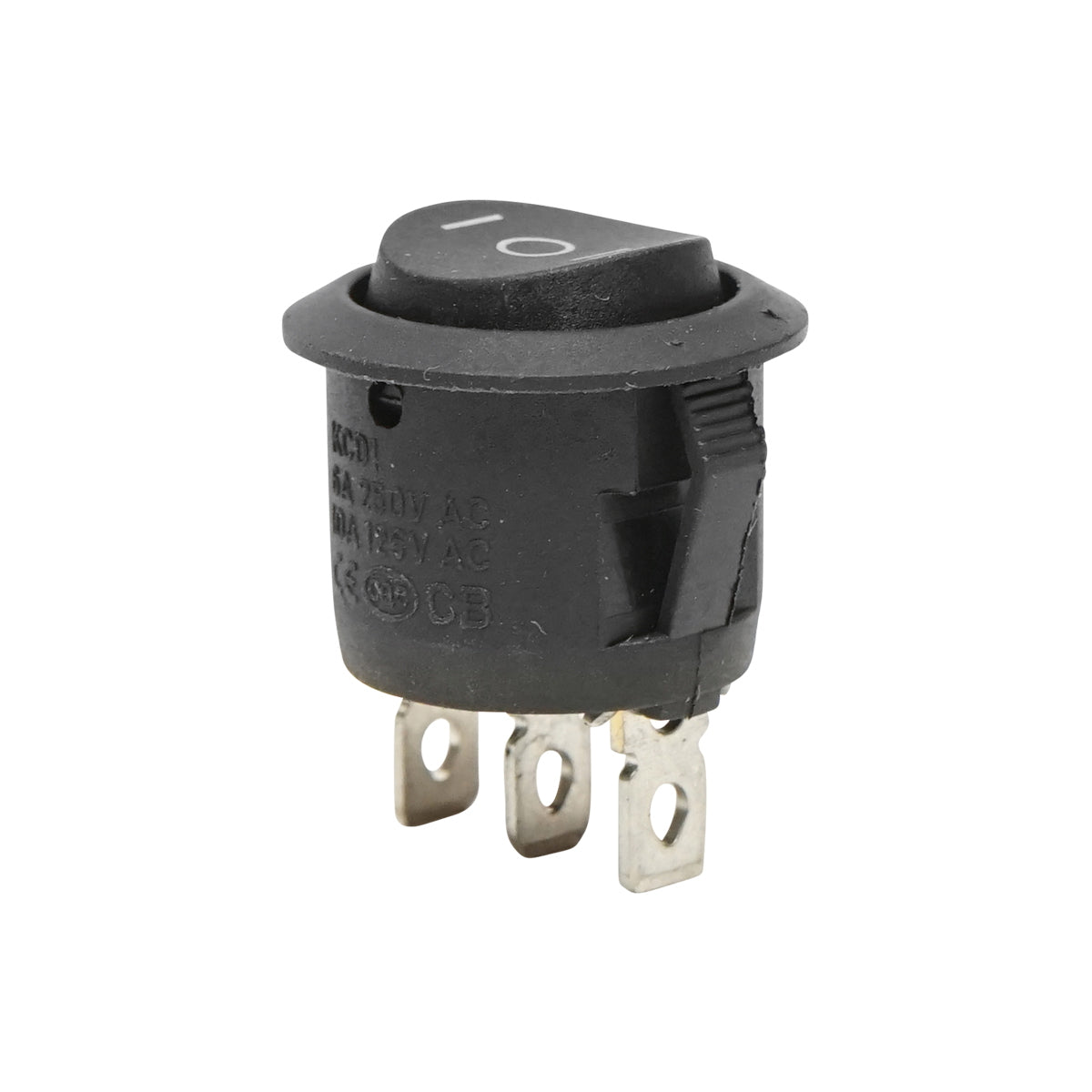 Universal round switch 3 pins fi 20mm with dead point ON-OFF-ON I-O-II 6A 250VAC/10A 125VAC