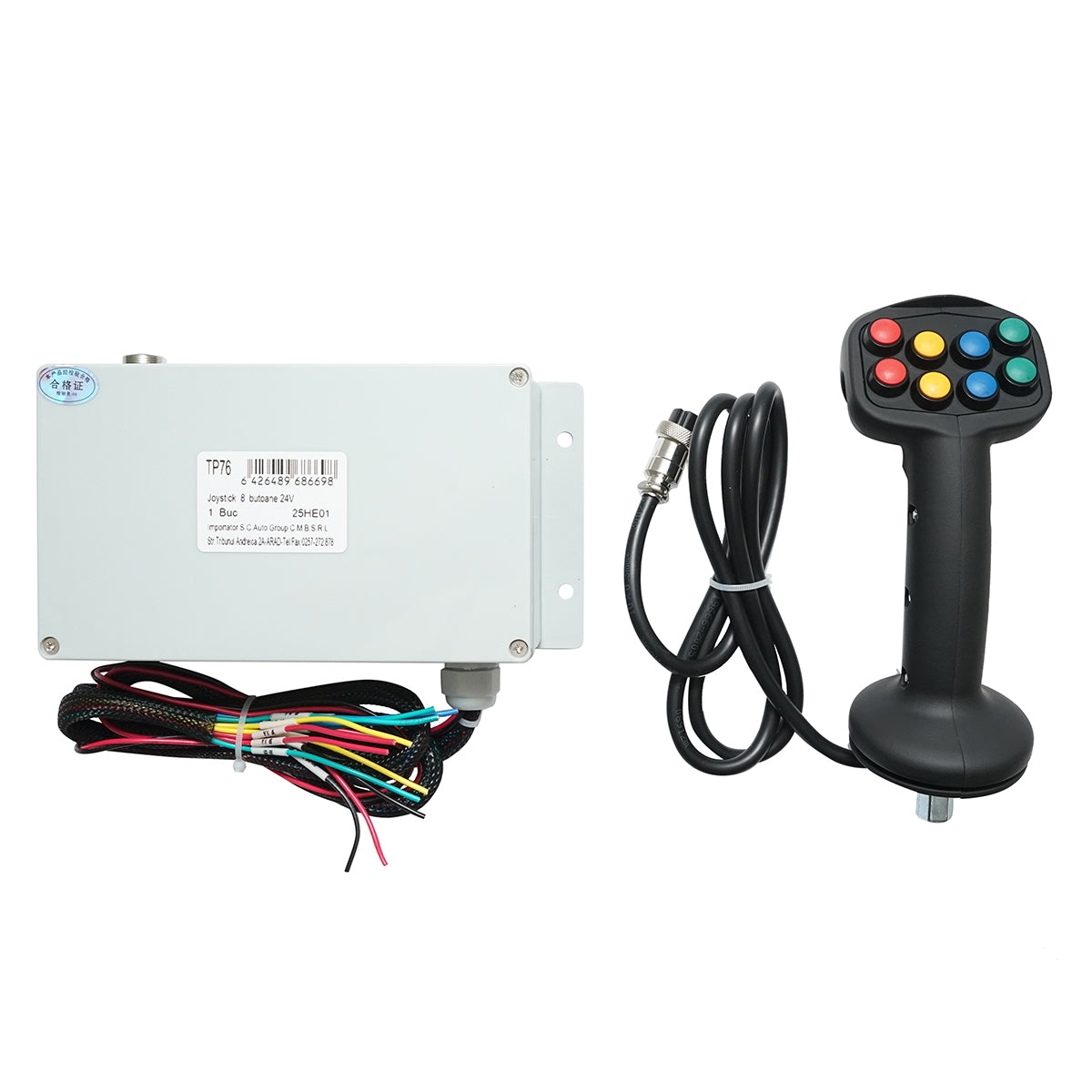 Joystick with 8 electric buttons, 24V with control module