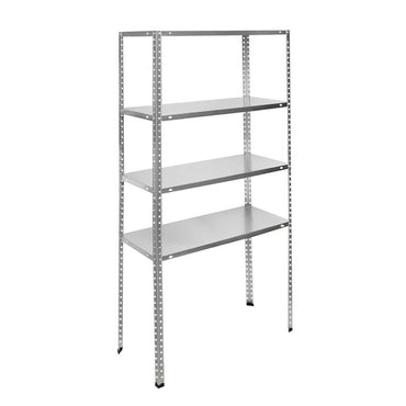 Metal shelf with 4 shelves, 147x75x30cm, 45kg/shelf, assembly with screws, galvanized