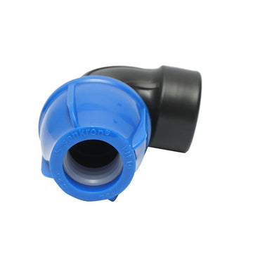 Compression fitting with internal thread mother 90 degrees D25mmx1, PN16 bar for irrigation systems