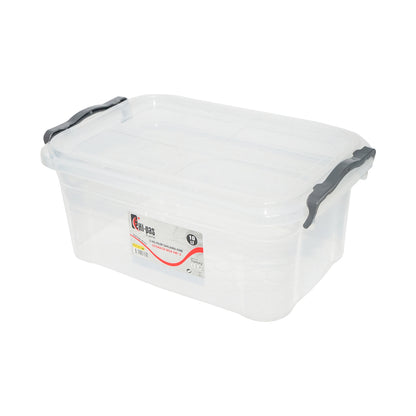 10L storage box with a plastic lid, transparent 240x360x150mm