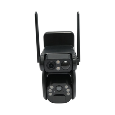 Surveillance camera with dual lens 6MP, 4G, WIFI 2.4 GHz with solar panel, 9000 mAh battery, PTZ control, motion sensor, PIR human detection, night vision and Ubox application