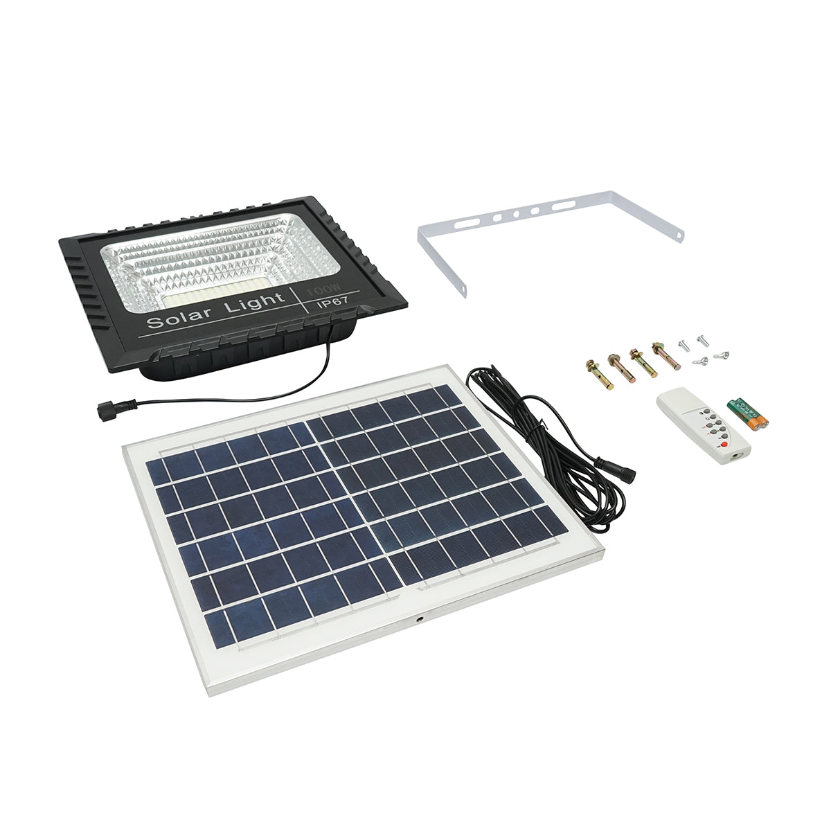 100W LED projector with 15W solar panel, 1800mAh battery, and remote control IP67 Breckner Germany