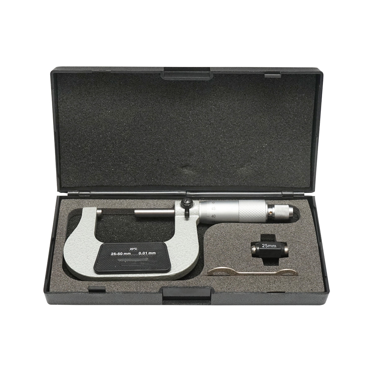 External mechanical micrometer with enamel frame, metric 25-50 mm