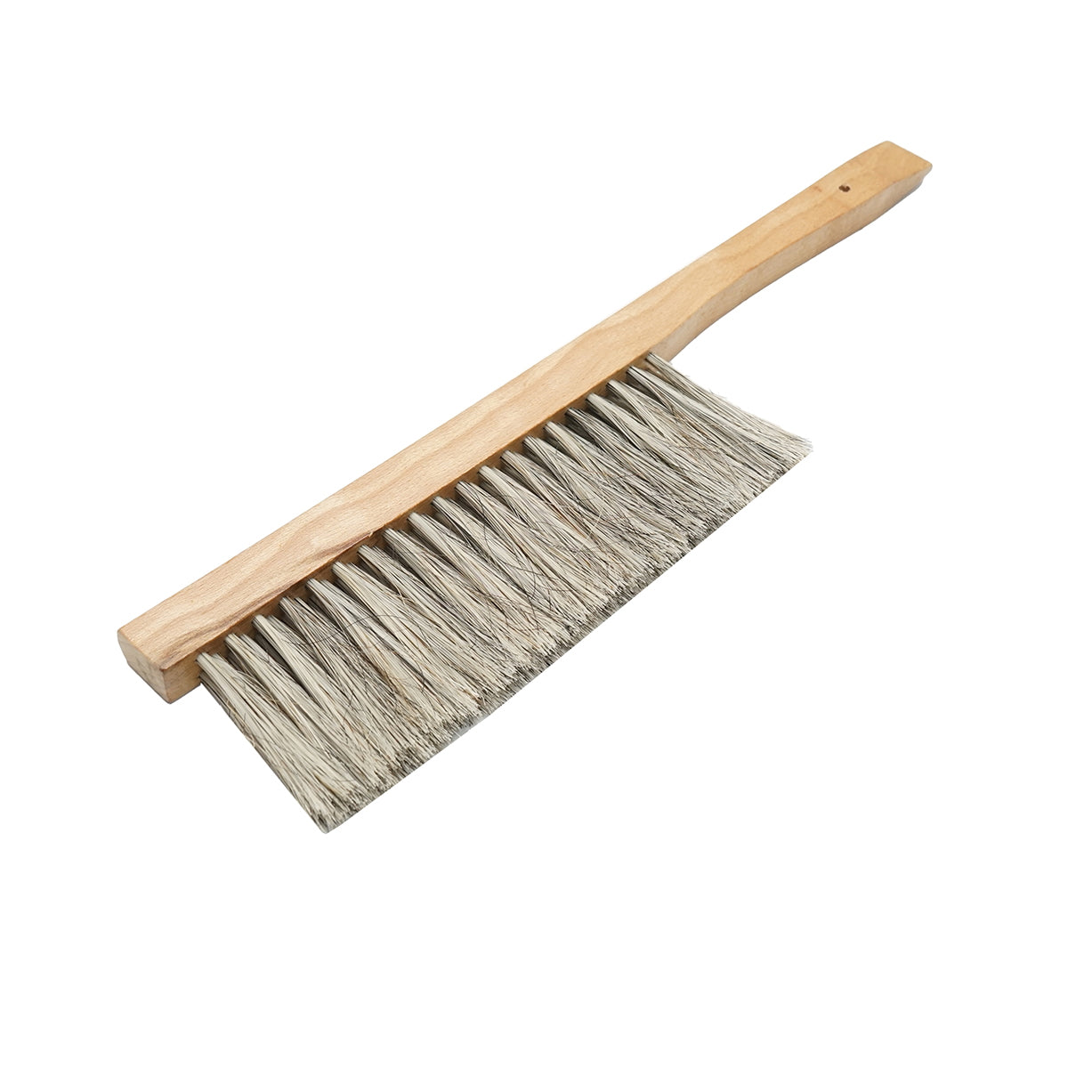Triple row bee brush made of horsetail with a wooden handle