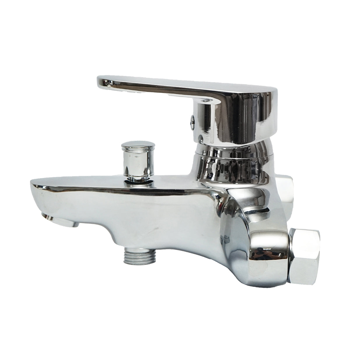 Bathroom faucet for bathtub/shower, wall-mounted, single control, shiny chrome