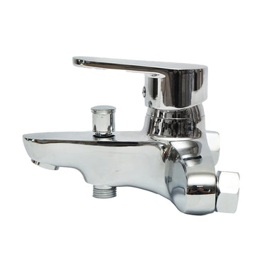Bathroom faucet for bathtub/shower, wall-mounted, single control, shiny chrome