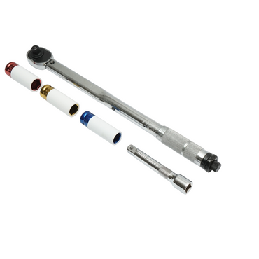 1/2 inch torque wrench set with 3 sockets 17, 19, 21 mm torque 40-210 Nm Breckner Germany