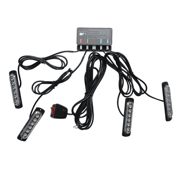 Set of 4 LED strobe lights 24W, 12-24V, yellow, control unit with 4 modules 110x28x12mm